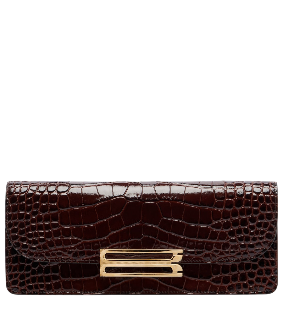Pochette Dorian East-West de Victoria Beckham en cuir façon crocodile