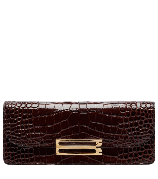 Clutch Victoria Beckham Dorian East-West de piel con efecto cocodrilo