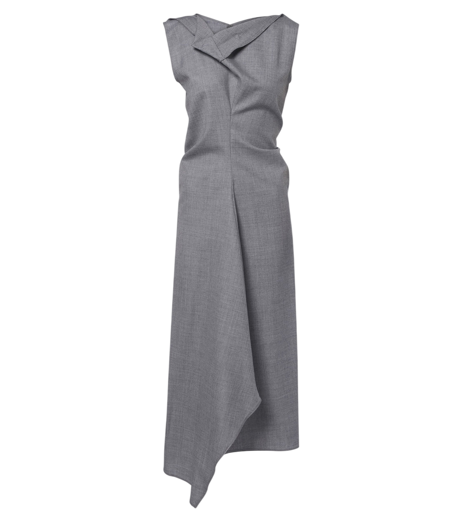 Victoria Beckham Draped asymmetric wool midi dress