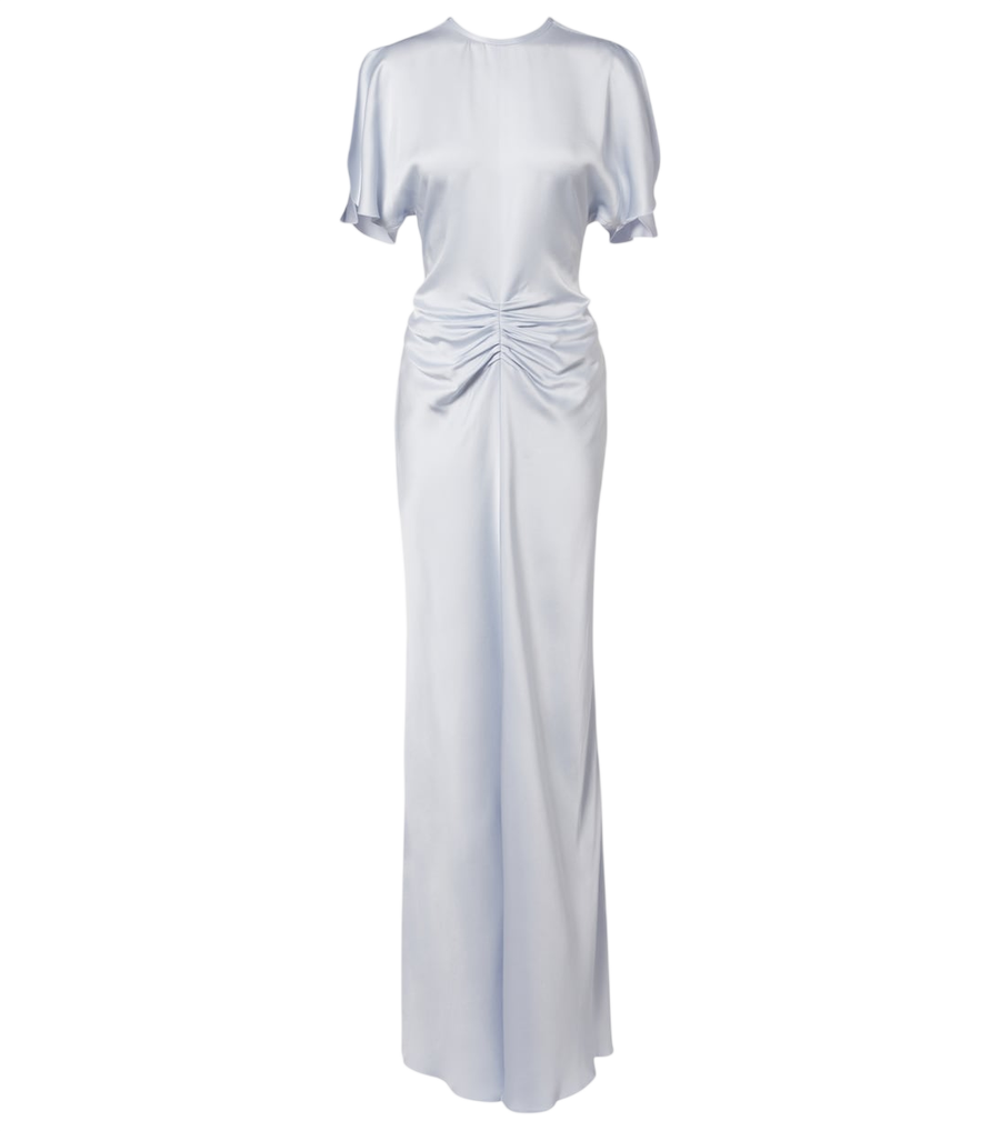 Robe longue en satin froncé Victoria Beckham
