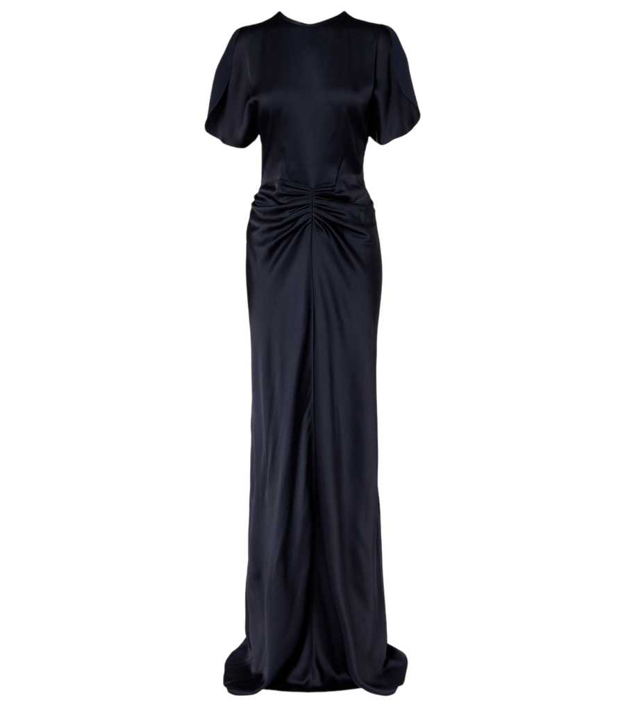 Robe longue en satin froncé Victoria Beckham