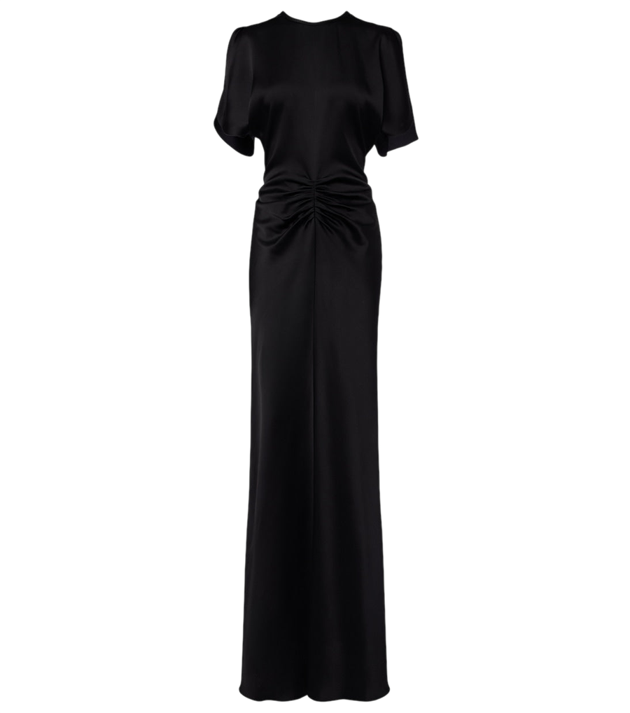 Vestido de satén con fruncido Isabella de Victoria Beckham