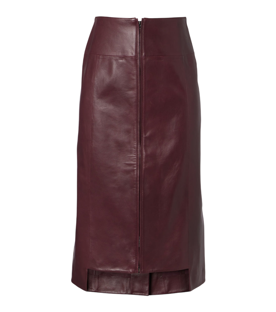 Victoria Beckham Leather midi skirt