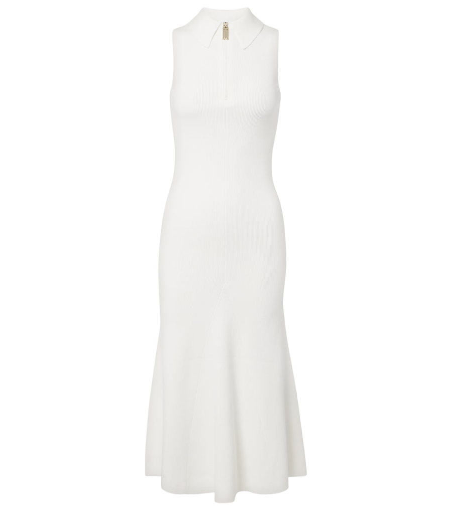Vestido midi de punto acanalado con cremallera Mira de Victoria Beckham