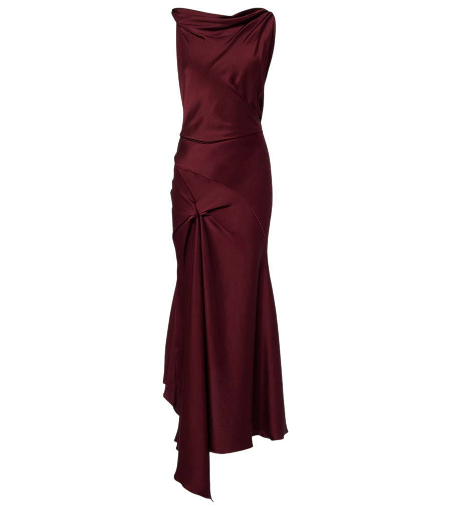 Robe midi drapée en satin Posy de Victoria Beckham