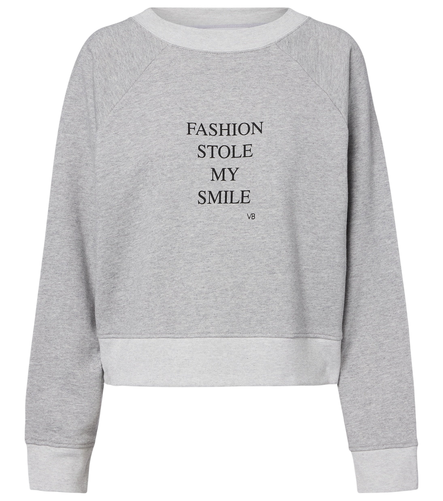 Sweat-shirt en jersey de coton mélangé à imprimé Victoria Beckham