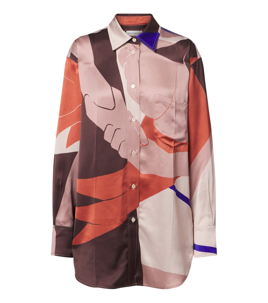 Camisa de satén de crepé con estampado de Victoria Beckham