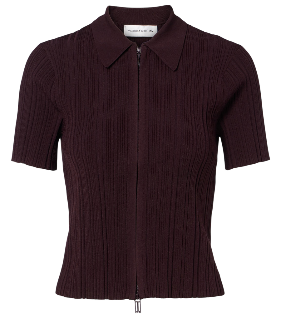 Top de punto acanalado con cremallera de Victoria Beckham