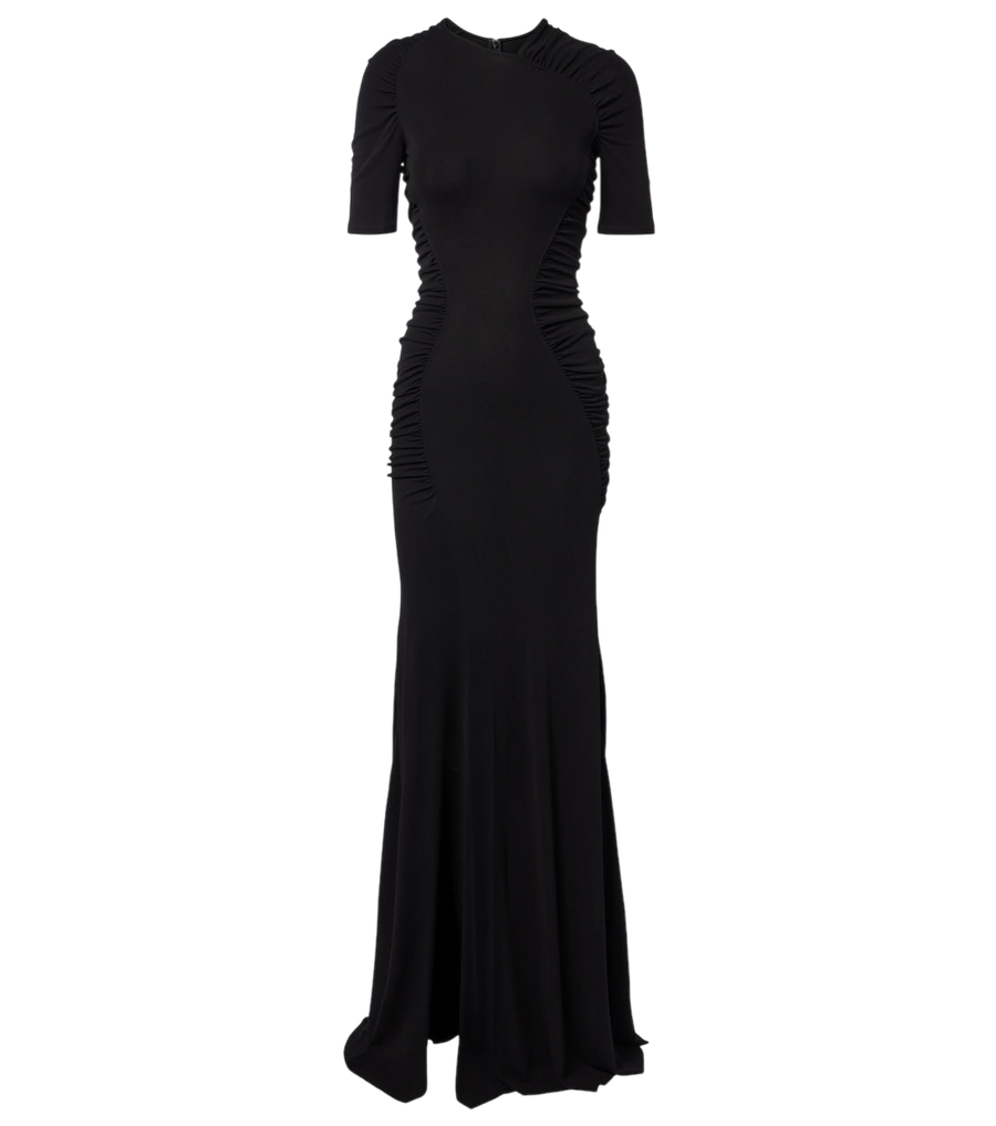 Robe longue en jersey crêpe froncé Victoria Beckham