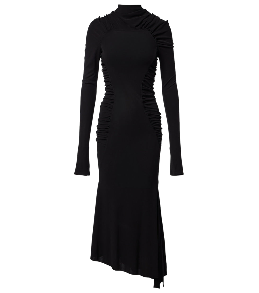 Vestido midi de Victoria Beckham en punto crepé fruncido