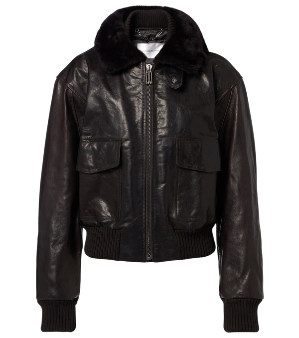 Victoria Beckham Shearling-trimmed leather jacket