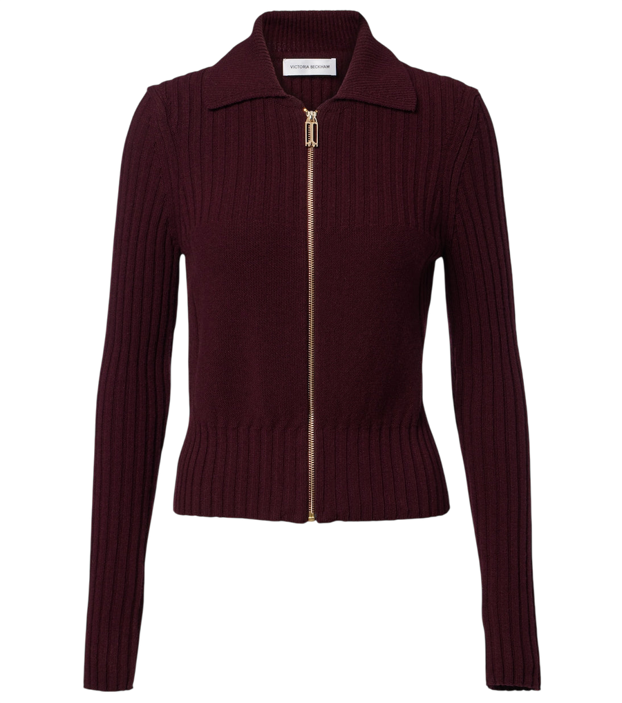 Victoria Beckham Wool and cashmere-blend zip-up cardigan
