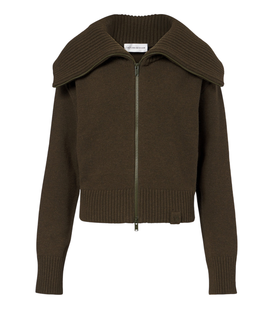 Victoria Beckham Wool-blend zip-up cardigan