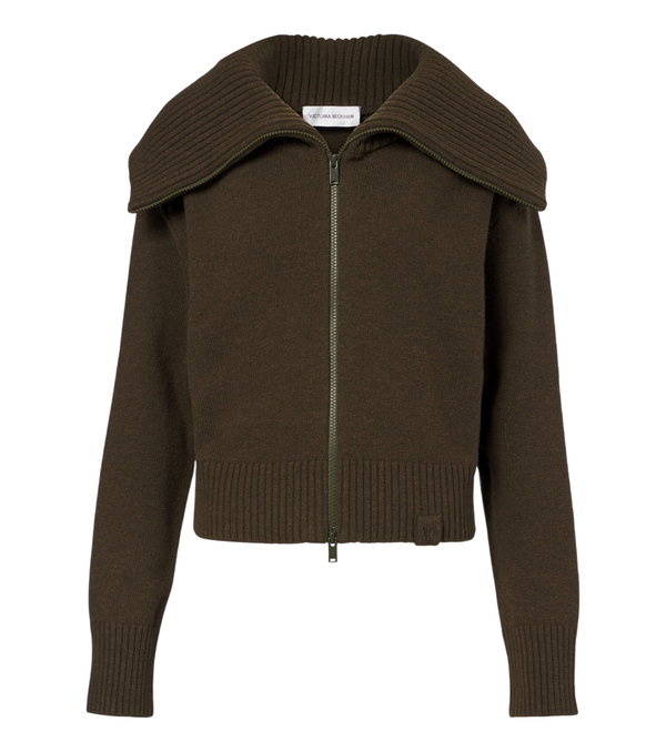 Victoria Beckham Wool-blend zip-up cardigan