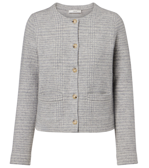 Vince Checked wool and cashmere cardigan