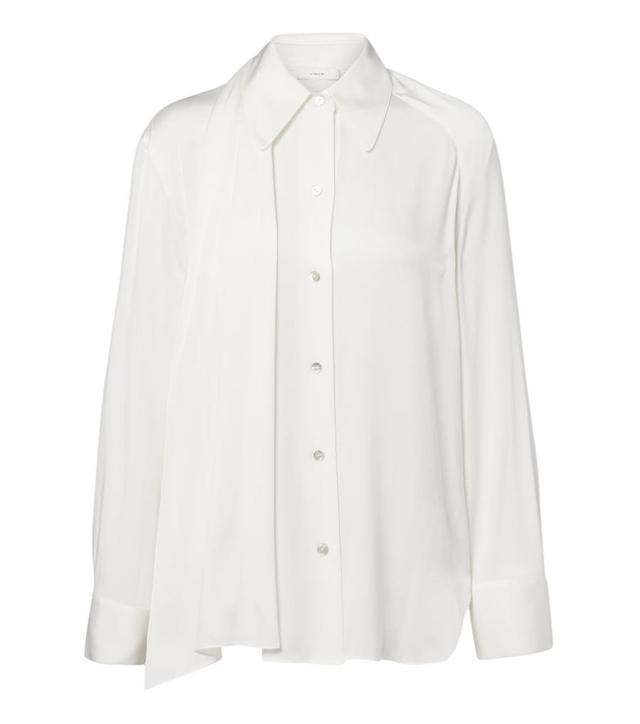 Blouse drapée en satin mélangé de soie Vince