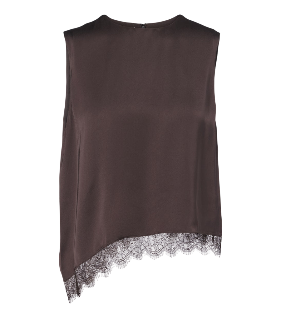 Vince Lace-trimmed satin top