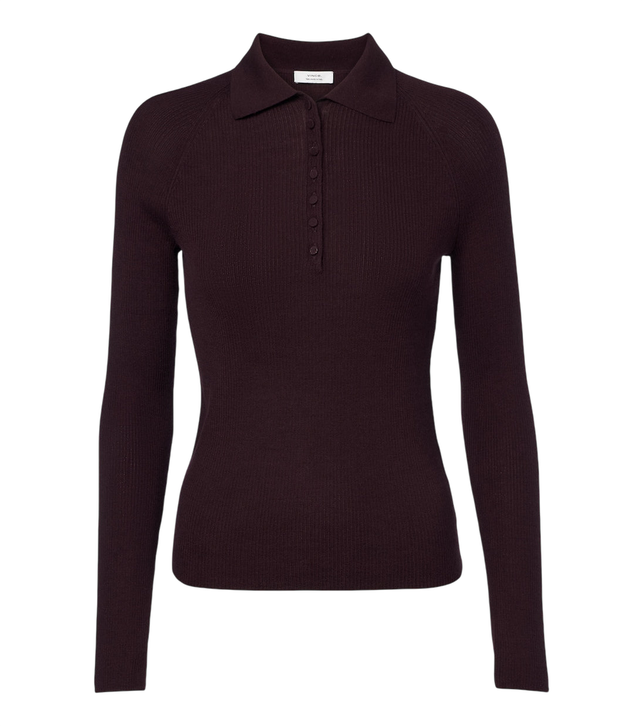 Vince Ribbed-knit wool and silk polo sweater