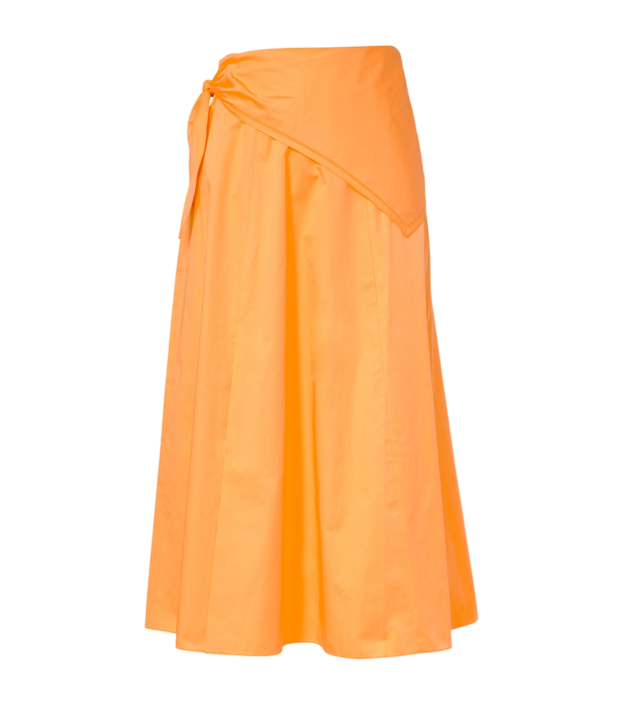Vince Scarf-detail cotton midi skirt