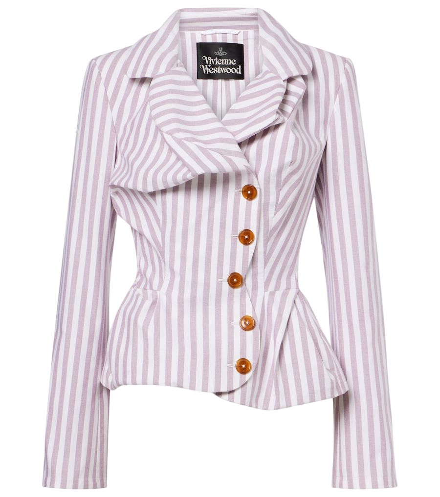 Vivienne Westwood Draped striped peplum cotton jacket