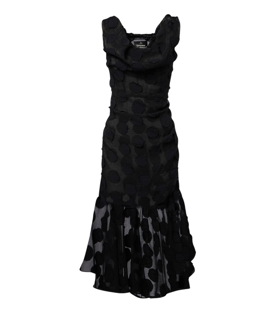Vivienne Westwood Gennie Frill draped polka-dot crêpe midi dress