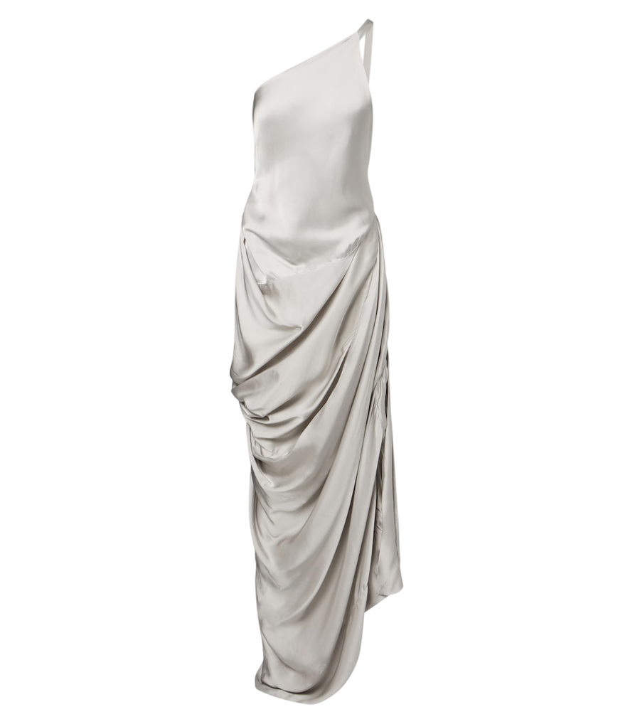 Robe longue asymétrique drapée en satin Glossa de Vivienne Westwood