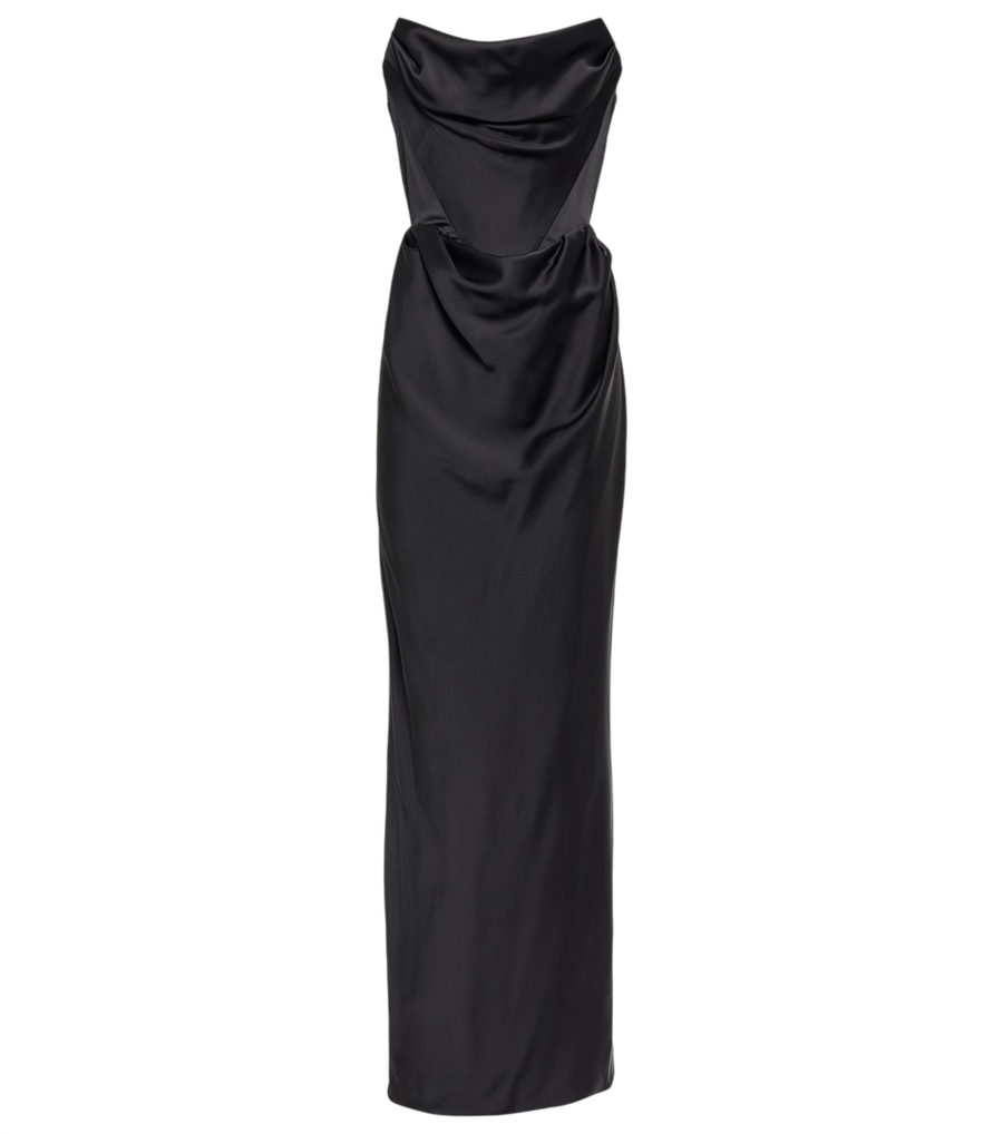 Robe longue en satin à épaules dénudées Vivienne Westwood