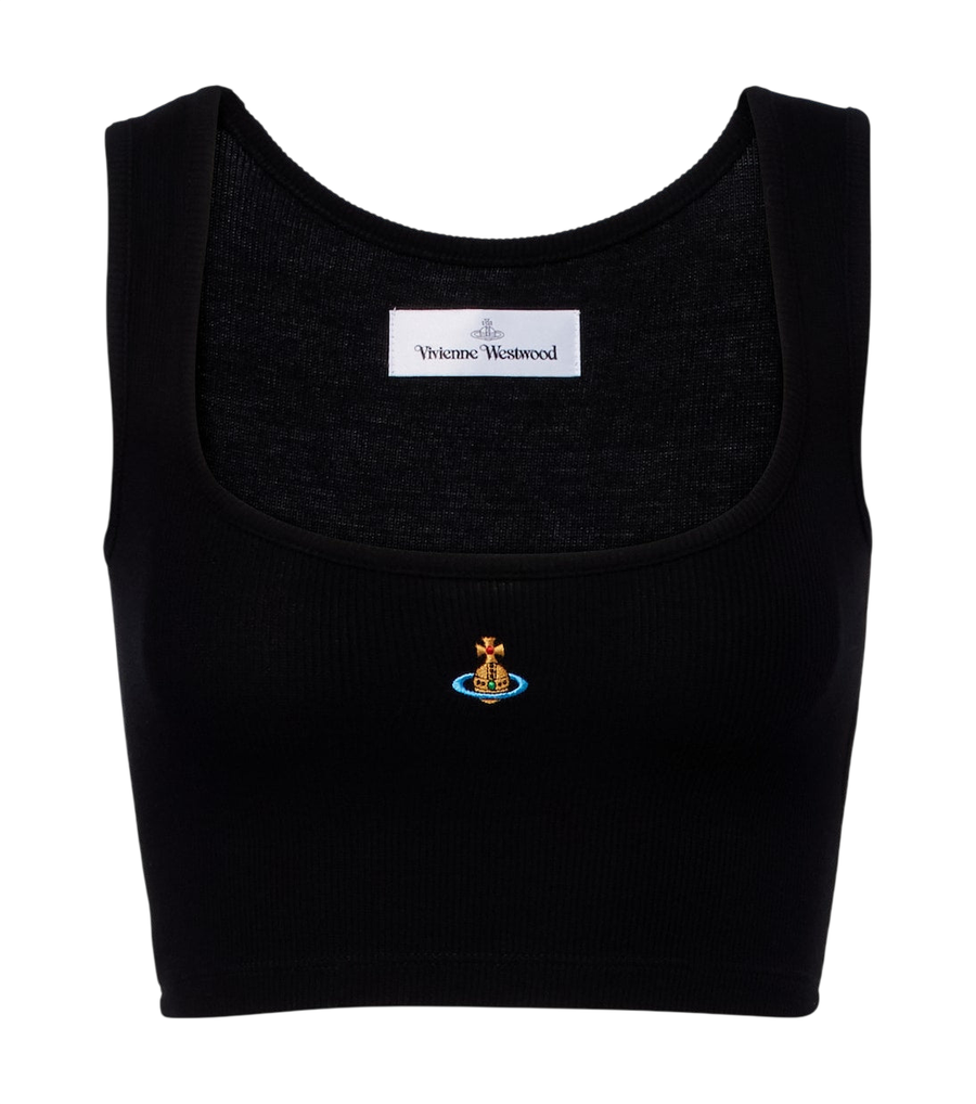Top corto de punto acanalado con logo Orb de Vivienne Westwood