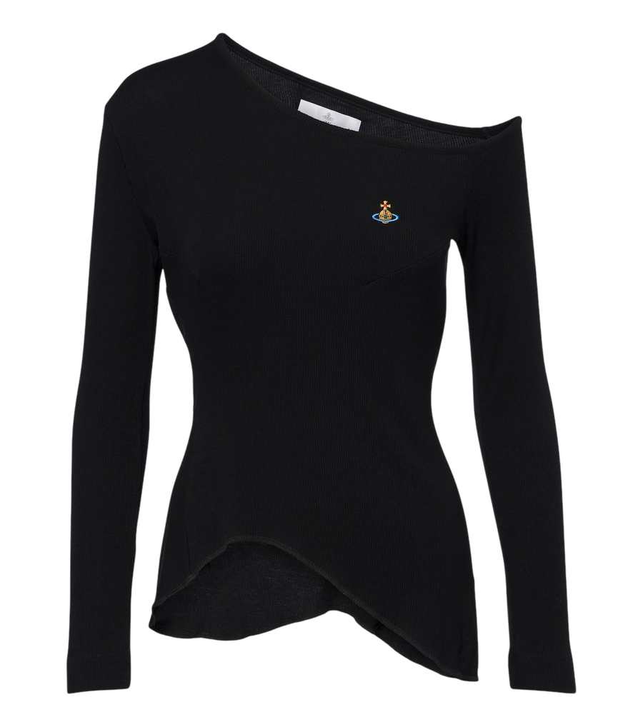 Haut asymétrique en maille côtelée à logo Orb Vivienne Westwood