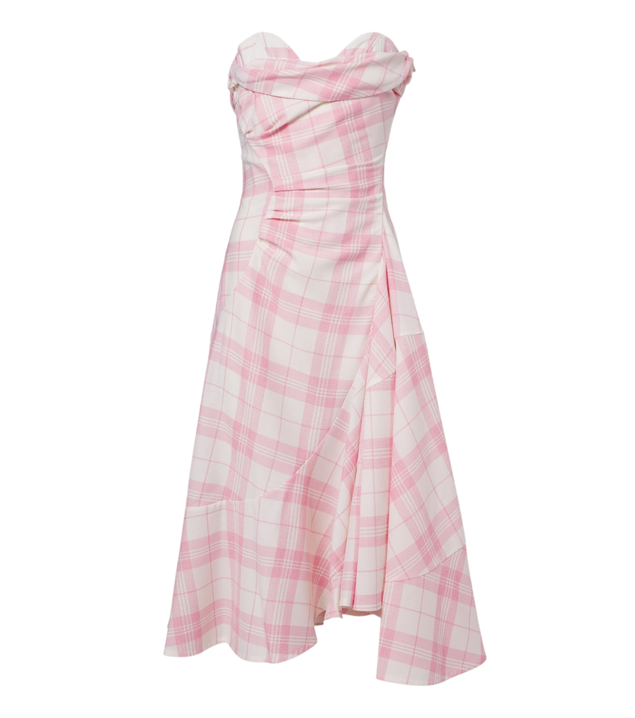 Vestido bustier Vivienne Westwood Spiral em mistura de lã aos quadrados
