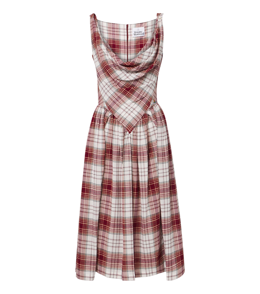 Vivienne Westwood Sunday vestido midi drapeado em crepe tartan