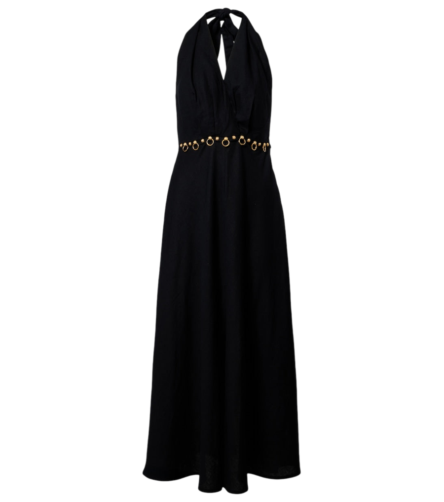 ViX Paula Hermanny Hailey halterneck linen-blend midi dress