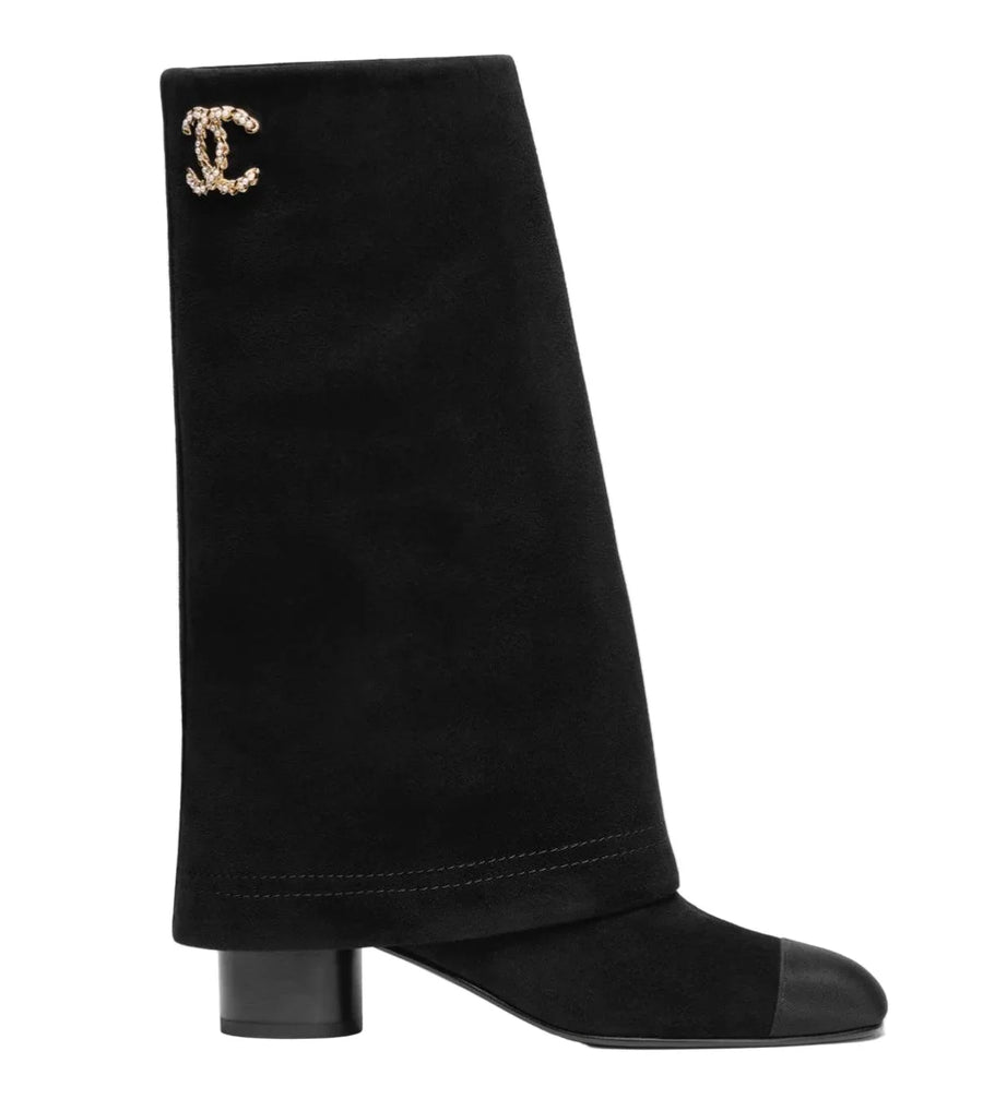 Chanel Suede Kidskin & Grosgrain Boots