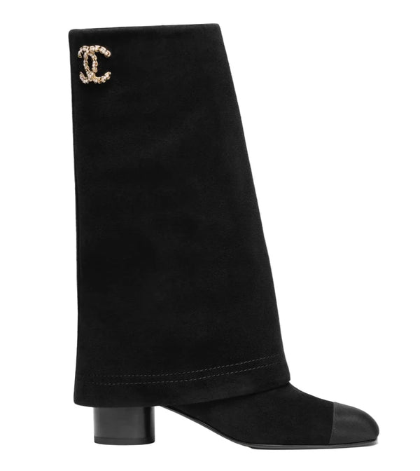 Chanel Suede Kidskin & Grosgrain Boots