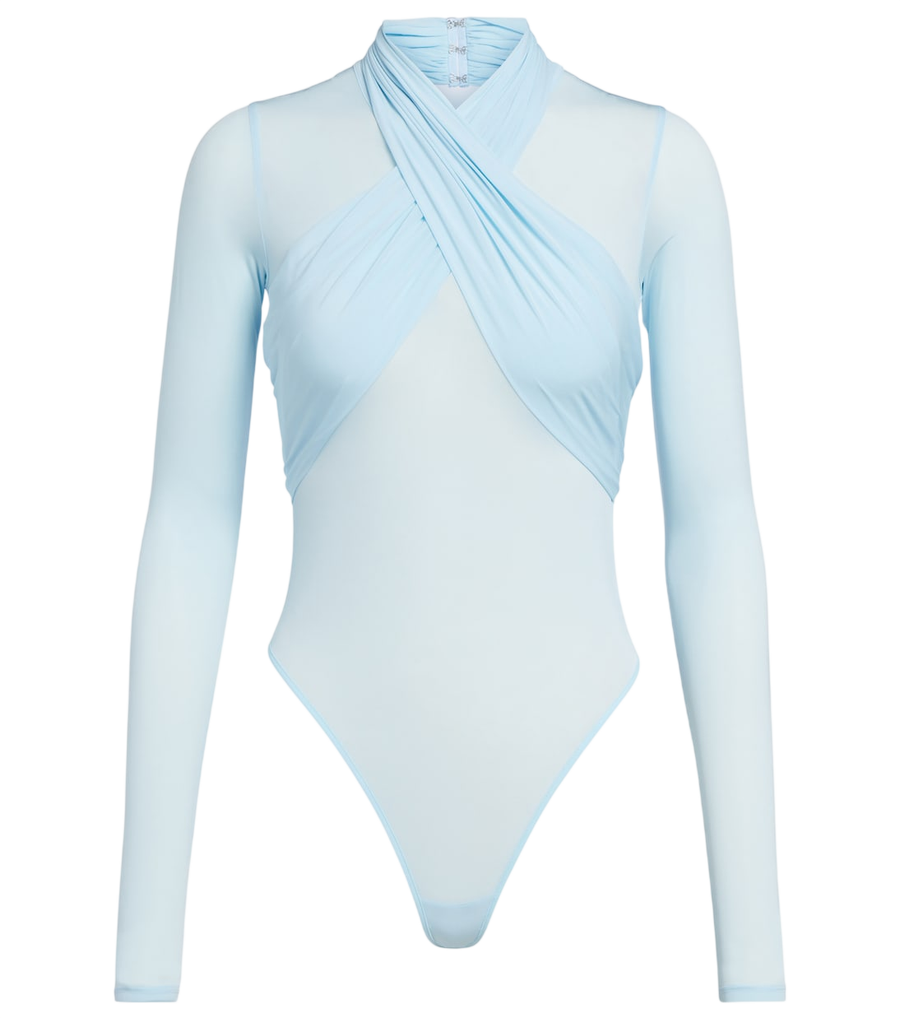 Wardrobe.NYC Draped sheer bodysuit