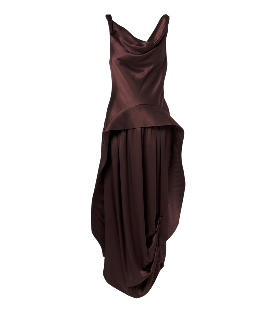Vestido midi asimétrico de satén de seda de Xu Zhi
