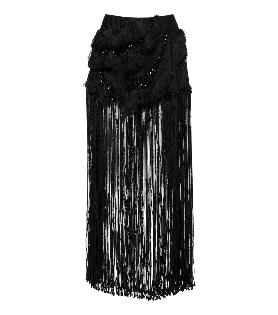 Xu Zhi Braided embellished fringed miniskirt