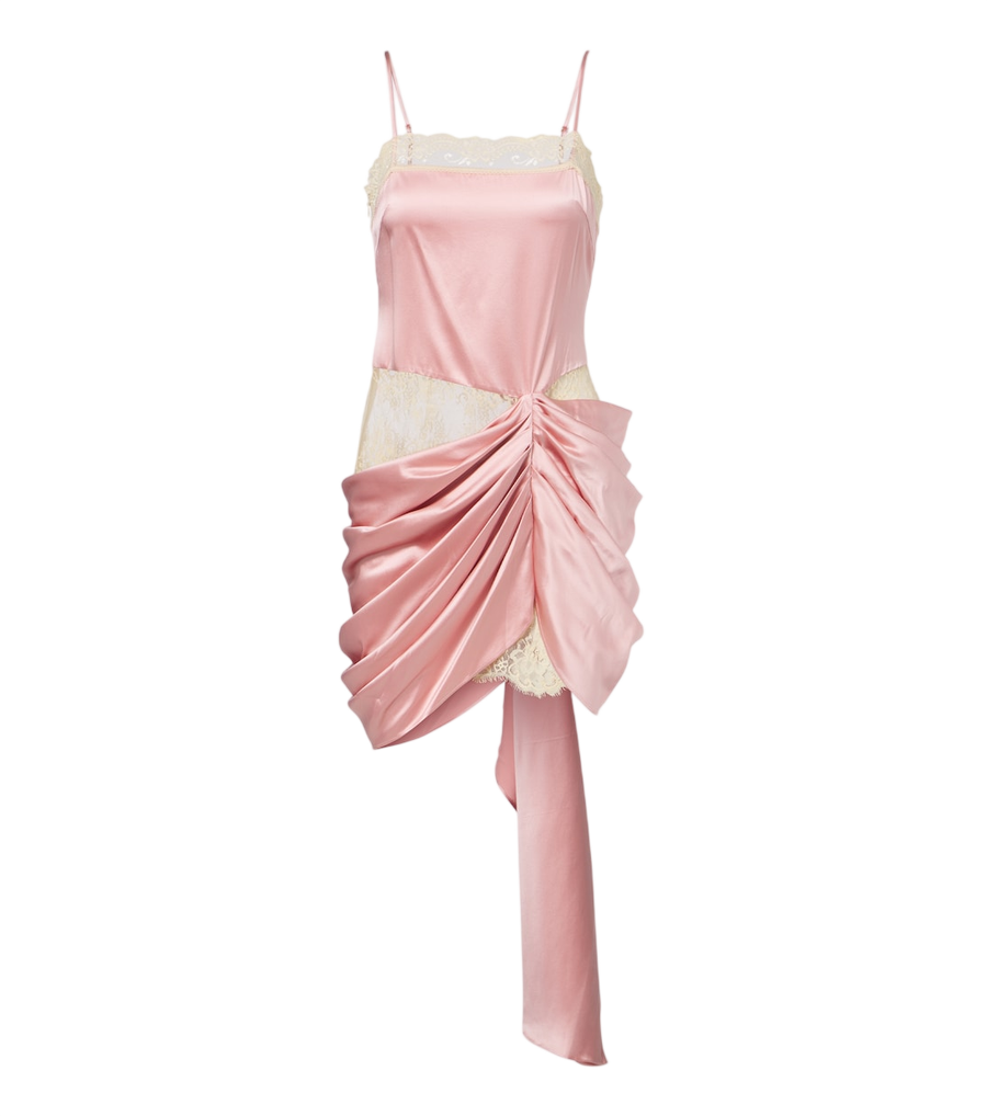 Minirobe en satin de soie à garniture de dentelle Xu Zhi