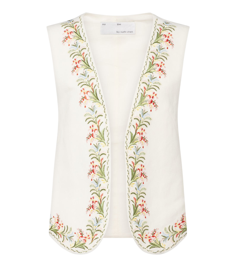 Xu Zhi Embroidered silk and linen vest