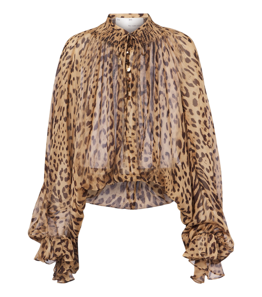Blusa de seda con estampado de leopardo de Xu Zhi