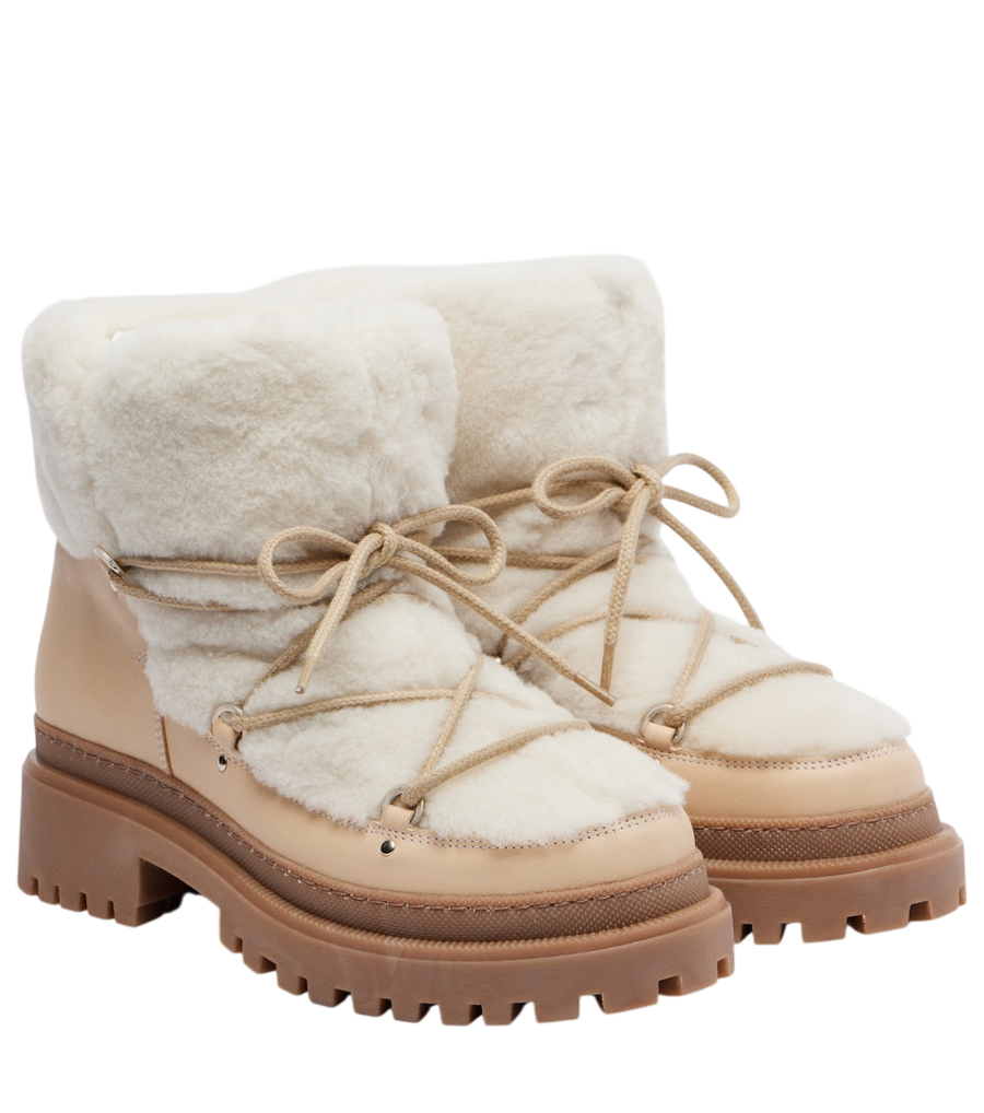 Yves Salomon Shearling and leather ankle boots