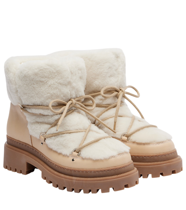 Yves Salomon Shearling and leather ankle boots