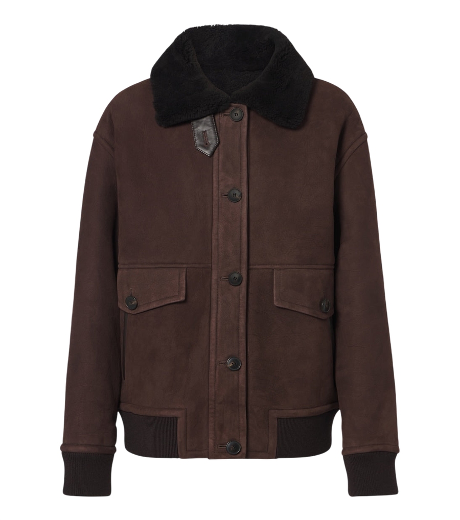 Yves Salomon Shearling-trimmed suede jacket
