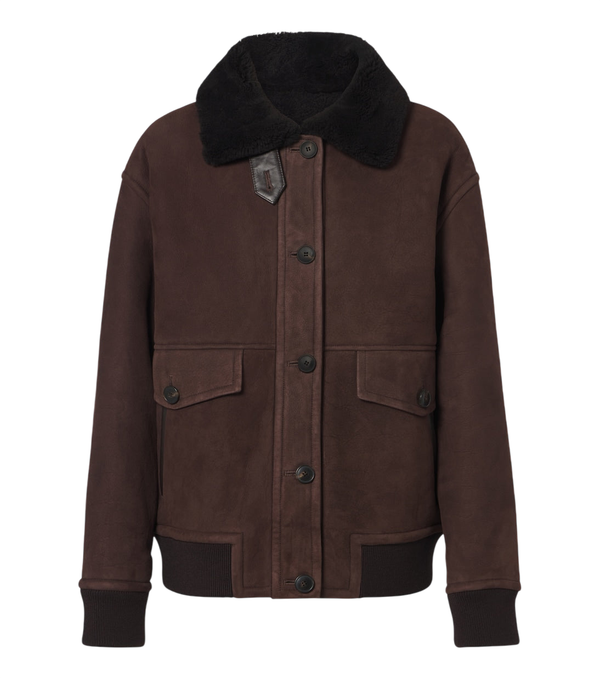 Yves Salomon Shearling-trimmed suede jacket
