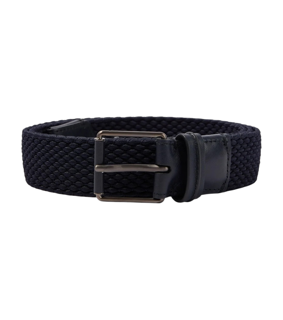 Zegna Braided Leather-Trimmed Belt