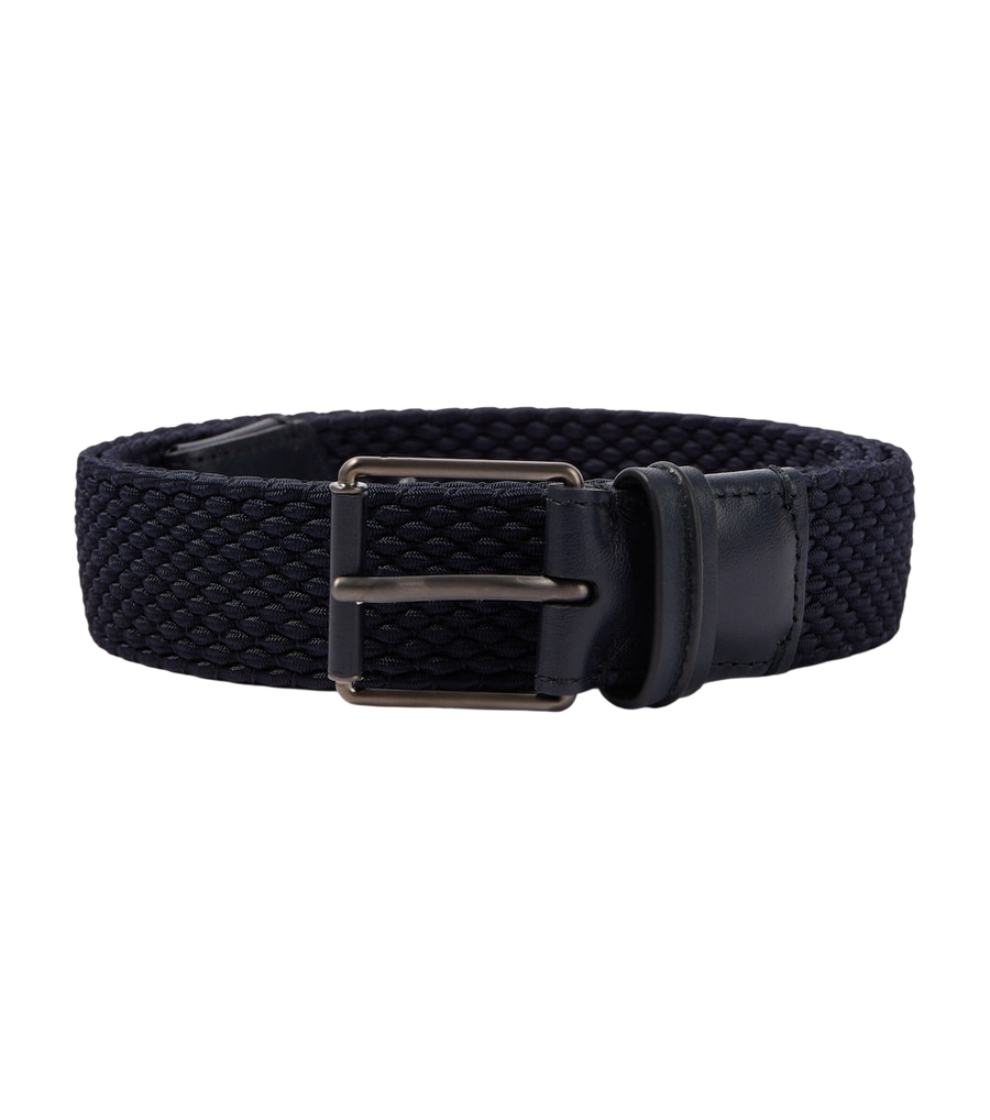 Zegna Braided leather-trimmed belt