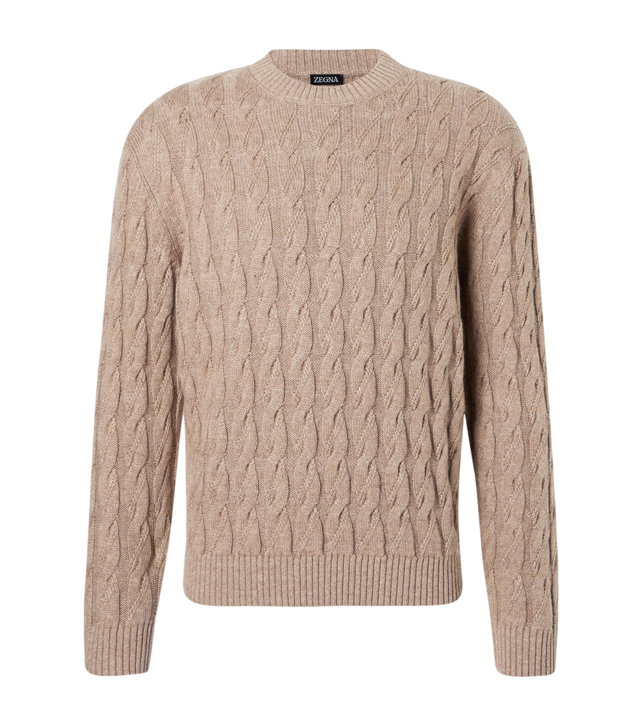 Zegna Cable-knit linen, cashmere, and silk sweater