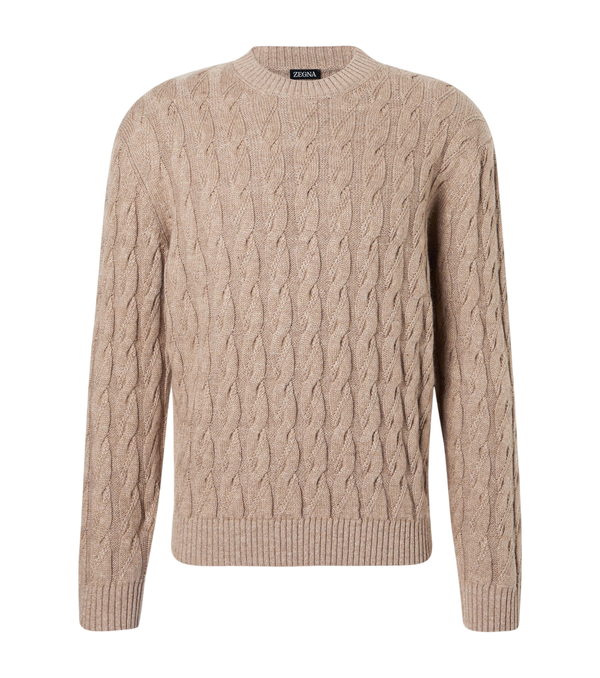 Zegna Cable-knit linen, cashmere, and silk sweater