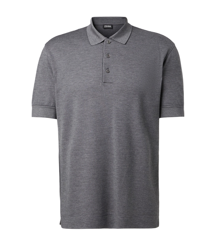 Zegna Cotton and silk piqué polo shirt