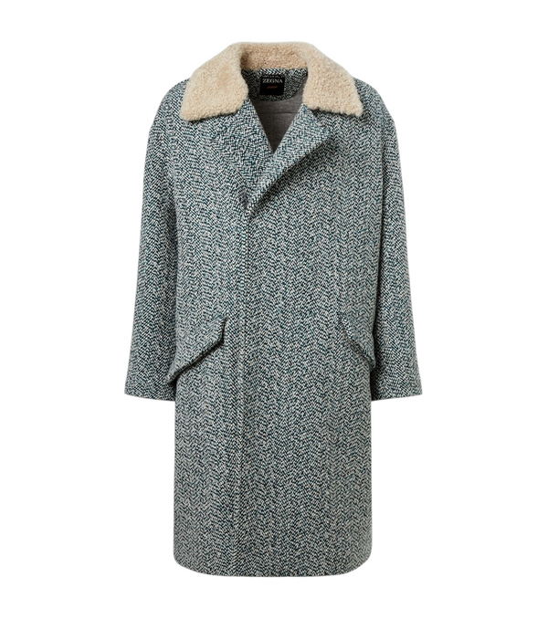 Zegna Herringbone wool and cashmere coat